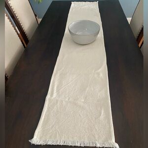Woven Cotton Solid Table Runner In Ivory  Neutral Traditional Contemporary
